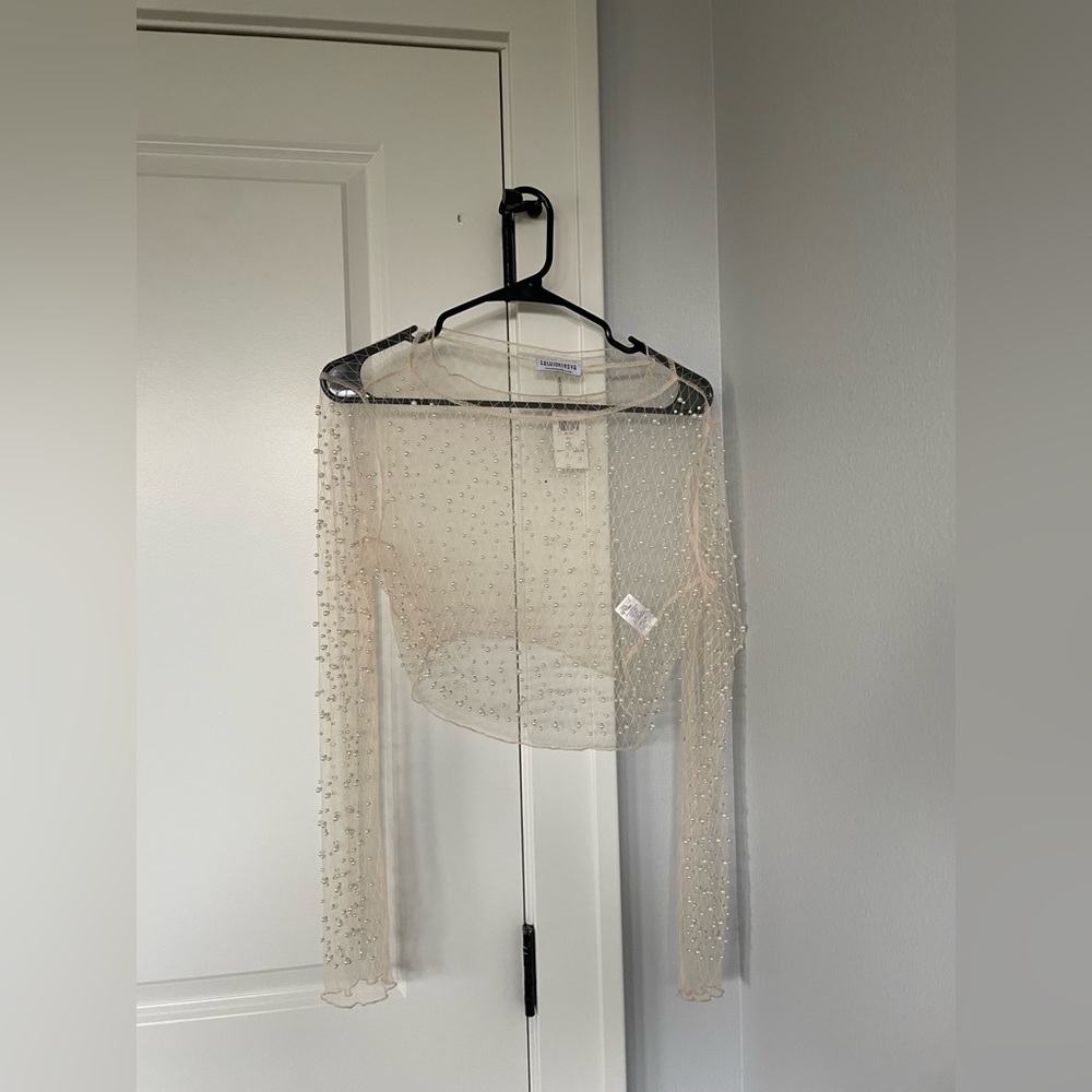 Women’s Size Small Sheer Pearl Top